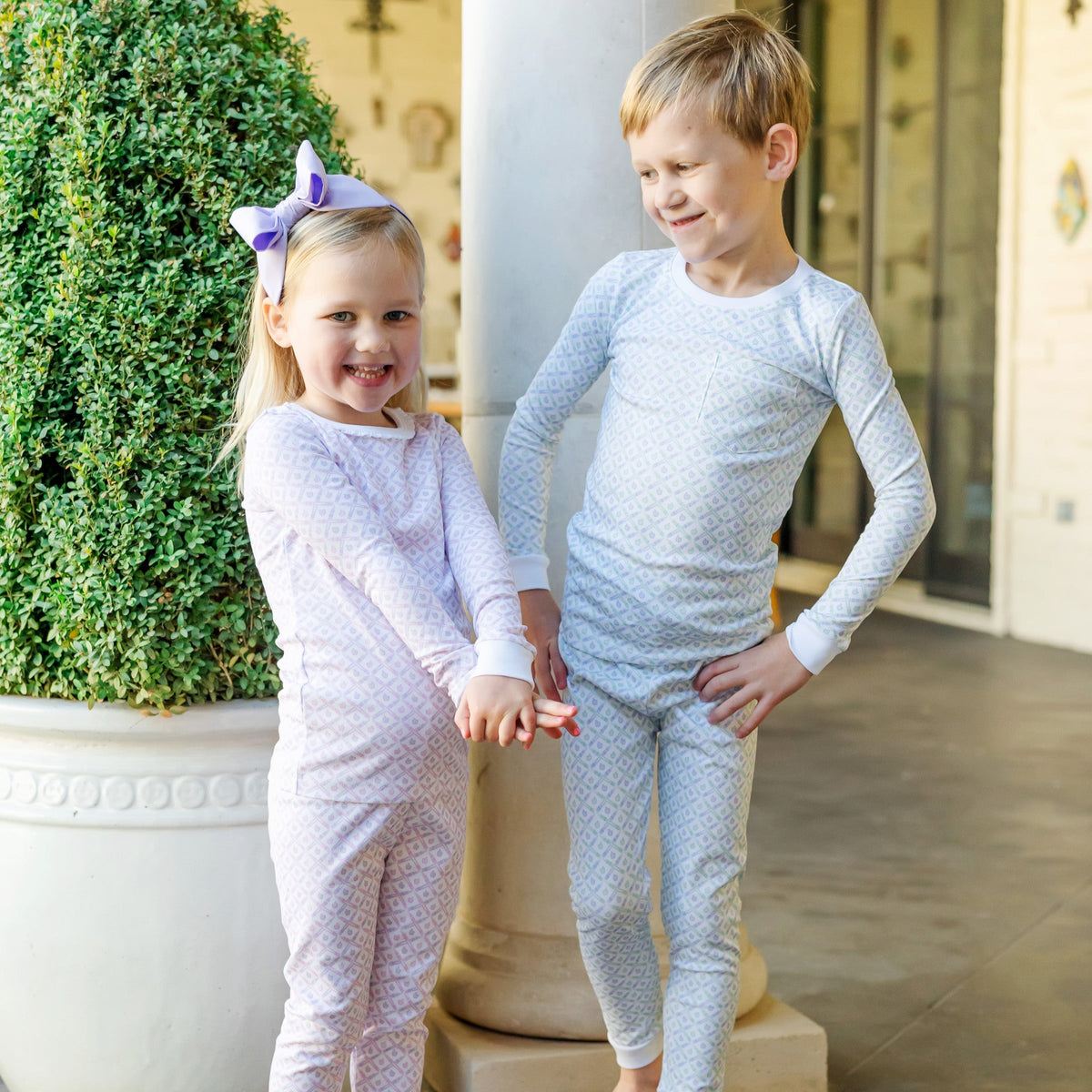 Ava Girls’ Pajama Pant Set - School Plaid Pink