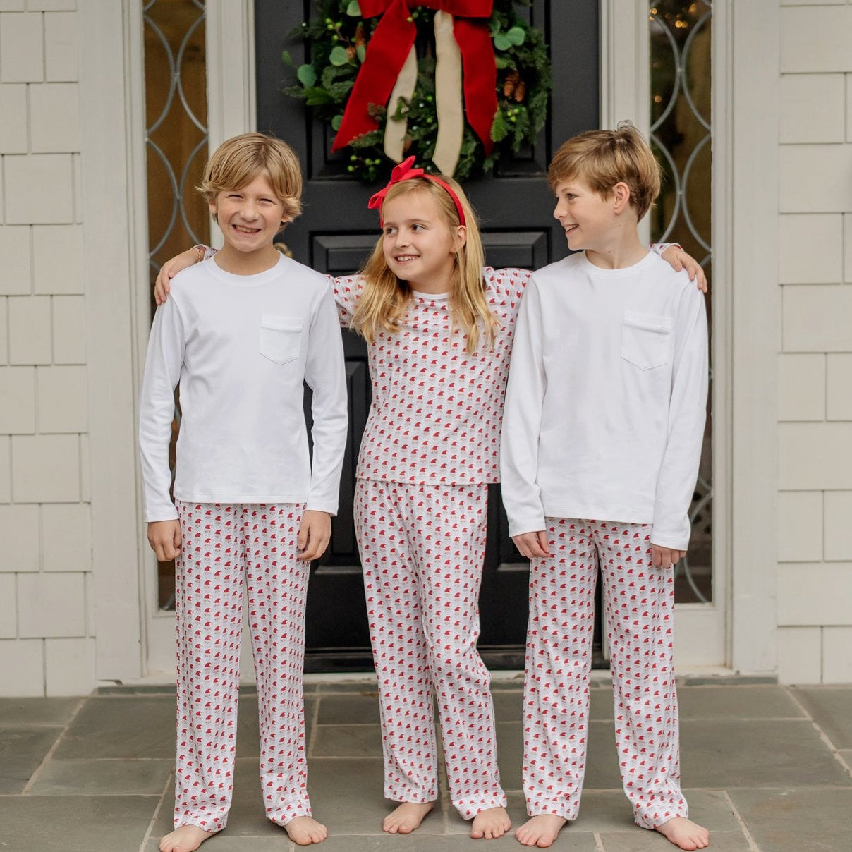 Whimsical Santa Beckett pant styled for the holidays