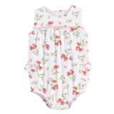 Strawberry Kisses Romper With Ruffles