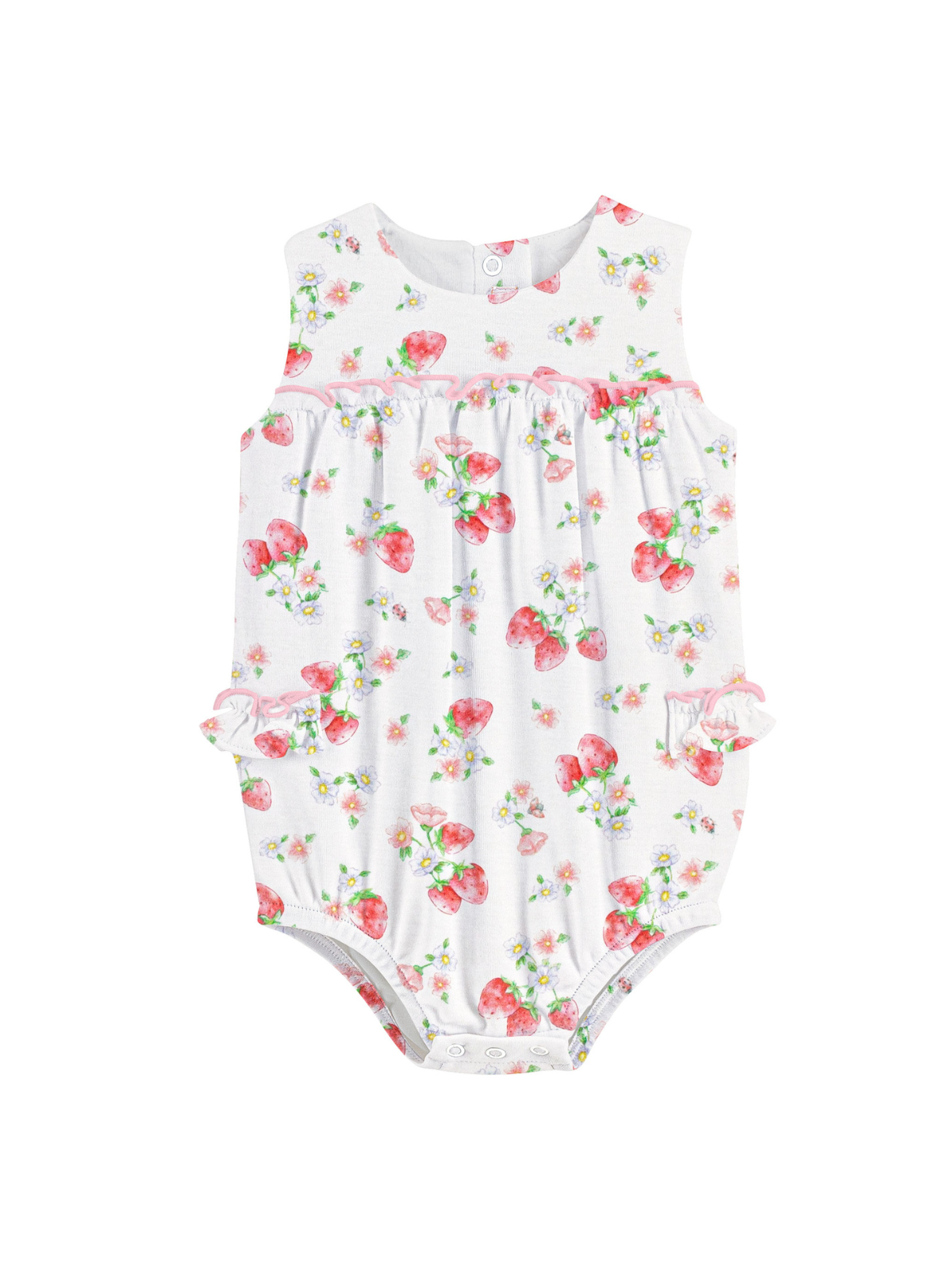 Strawberry Kisses Romper With Ruffles