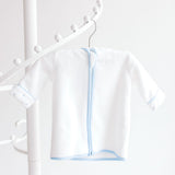 Baby Bathrobe - White with Blue Dots