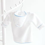 Baby Bathrobe - White with Blue Dots