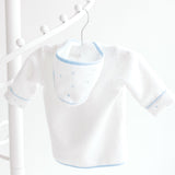 Baby Bathrobe - White with Blue Dots