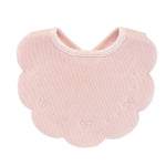 Baby Club Chic pretty bows and roses pima jacquard embroidered scalloped flower bib in pink