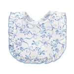 Blue Romantic Toile Bib With Ruffle