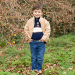 Rachel Riley camel shearling jacket, styled
