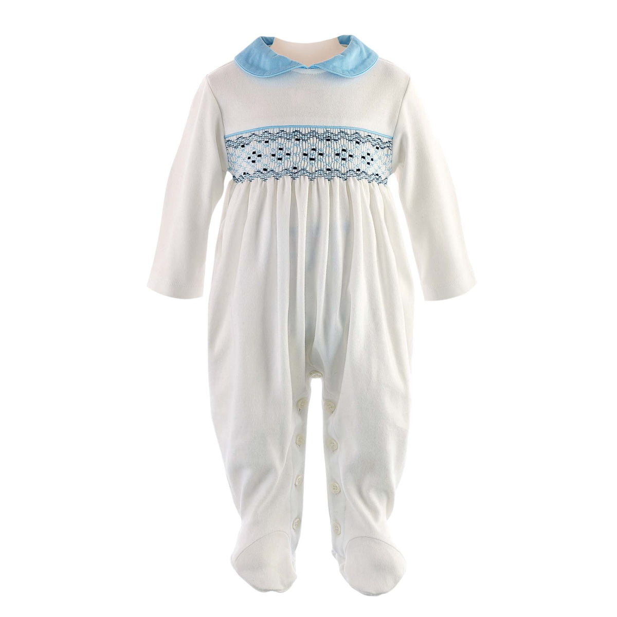Blue Smocked Footie