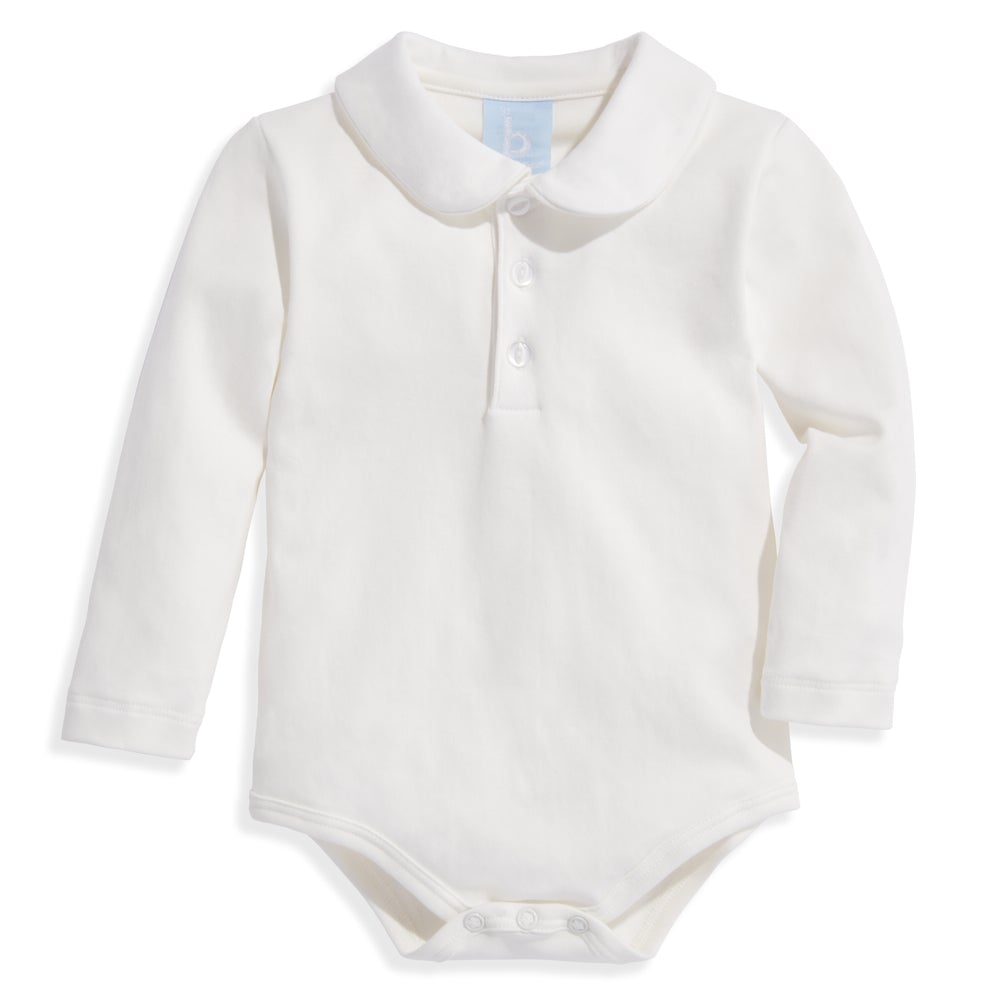 Essential Pima Long Sleeve Bodysuit with Collar - Ivory