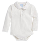 Essential Pima Long Sleeve Bodysuit with Collar - Ivory