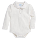 Essential Pima Long Sleeve Bodysuit with Collar - Ivory
