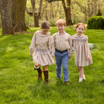 Little English Smocked Molly Skirt in Durham Windowpane, smocked waistband detail