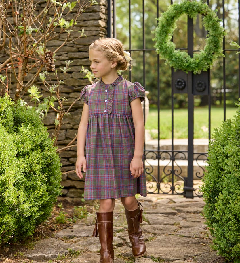 Little English Birdie Dress - Thornhill Plaid styled