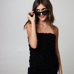 Gold Rush NYC Lydia rose textured strapless mini dress in Black