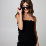 Gold Rush NYC Lydia rose textured strapless mini dress in Black