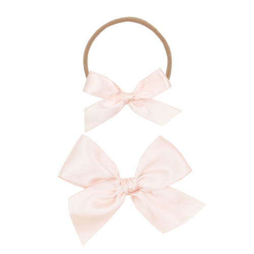 Satin Bow Alligator Clip - Blush