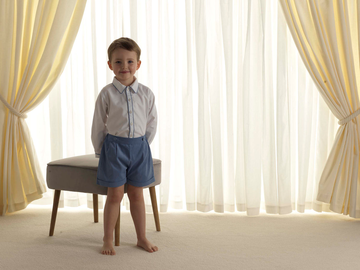 Blue Cord Short & Shirt Set