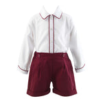Dark Red Cord Short & Shirt Set