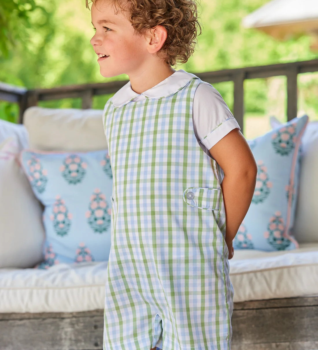 Button Tab John John Set - Cheekwood Plaid
