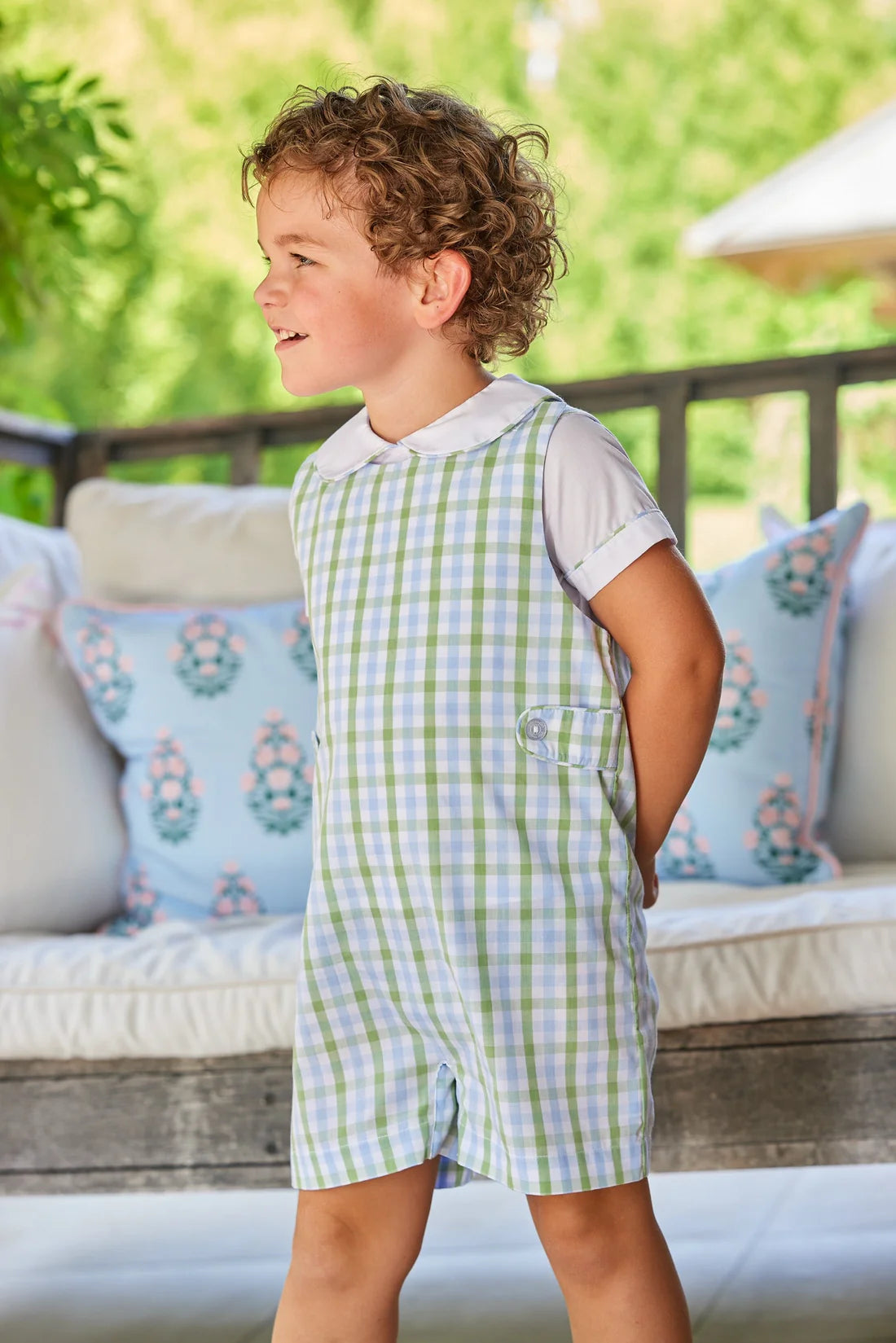 Button Tab John John Set - Cheekwood Plaid