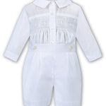 Sarah Louise Smocked Long Sleeve Two Piece Christening Outfit C4000