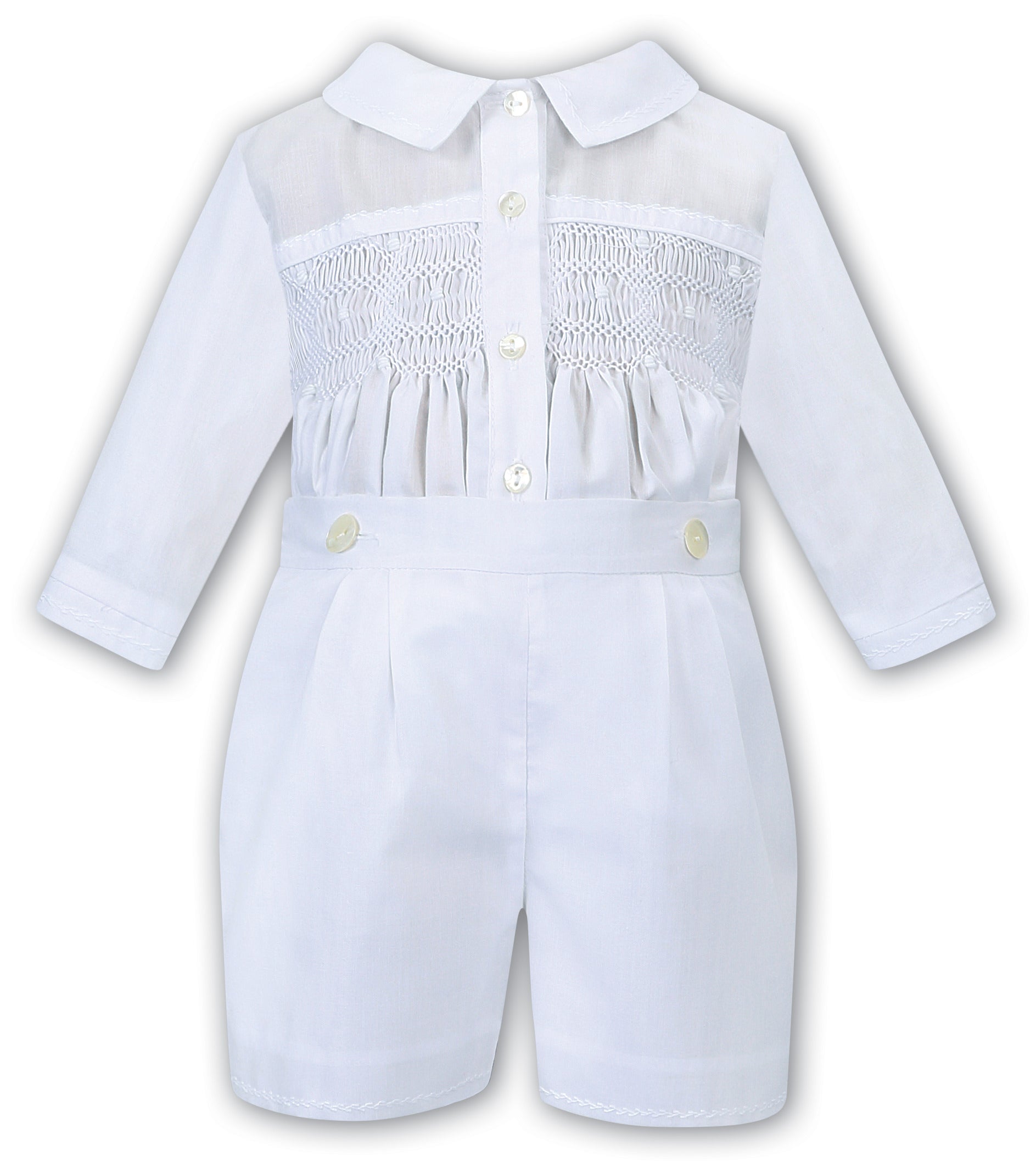 Sarah Louise Smocked Long Sleeve Two Piece Christening Outfit C4000