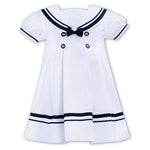 Sarah Louise Sailor Dress in White and Navy- C6003