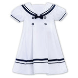 Sarah Louise Sailor Dress in White and Navy- C6003