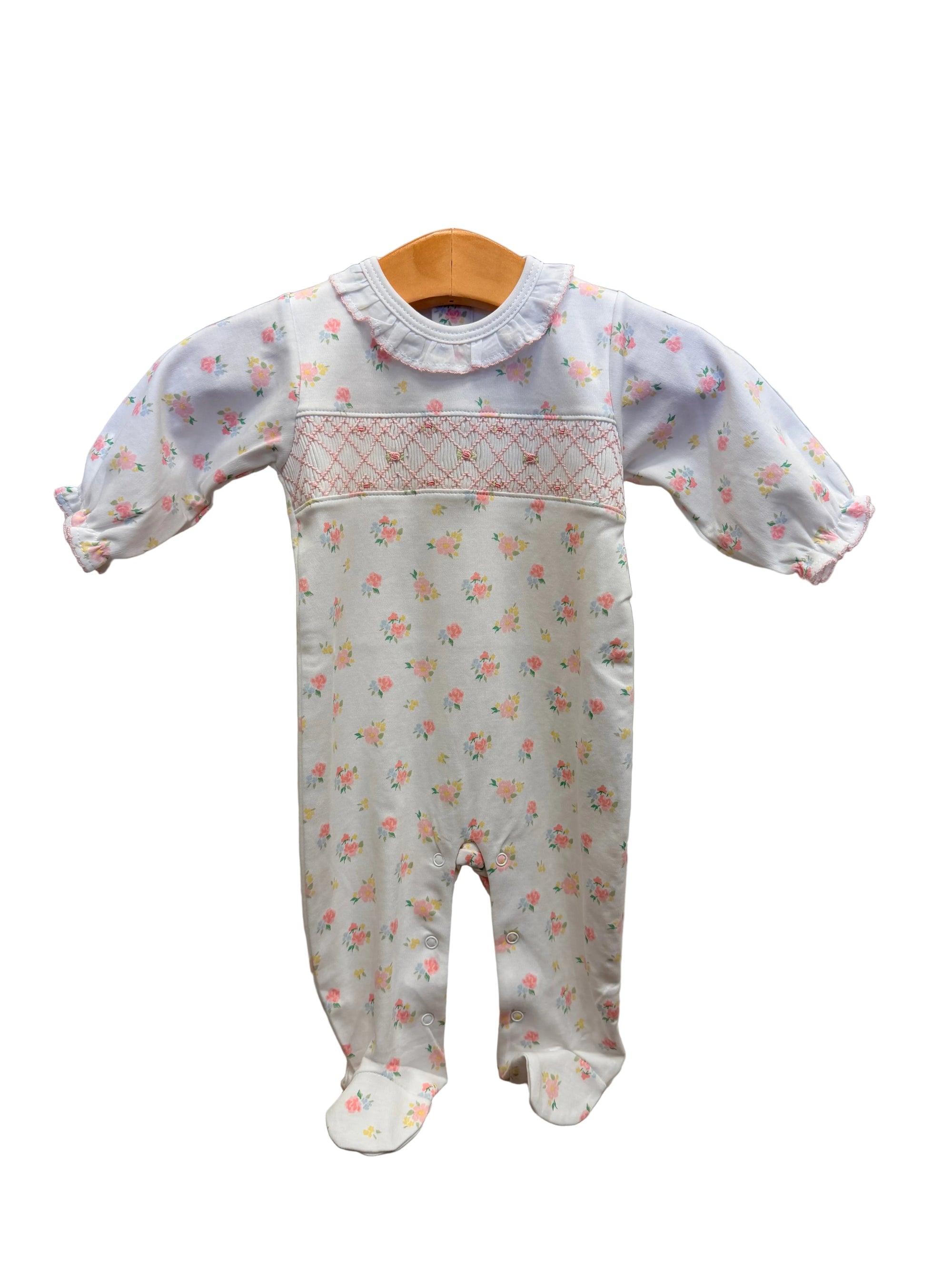 English Roses - Baby Girl's Smocked Footie