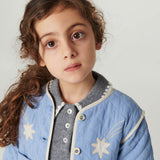 Copenhagen Colors Quilted Jacket with Star Embroidery in Endless Blue — padded cotton jacket for kids
