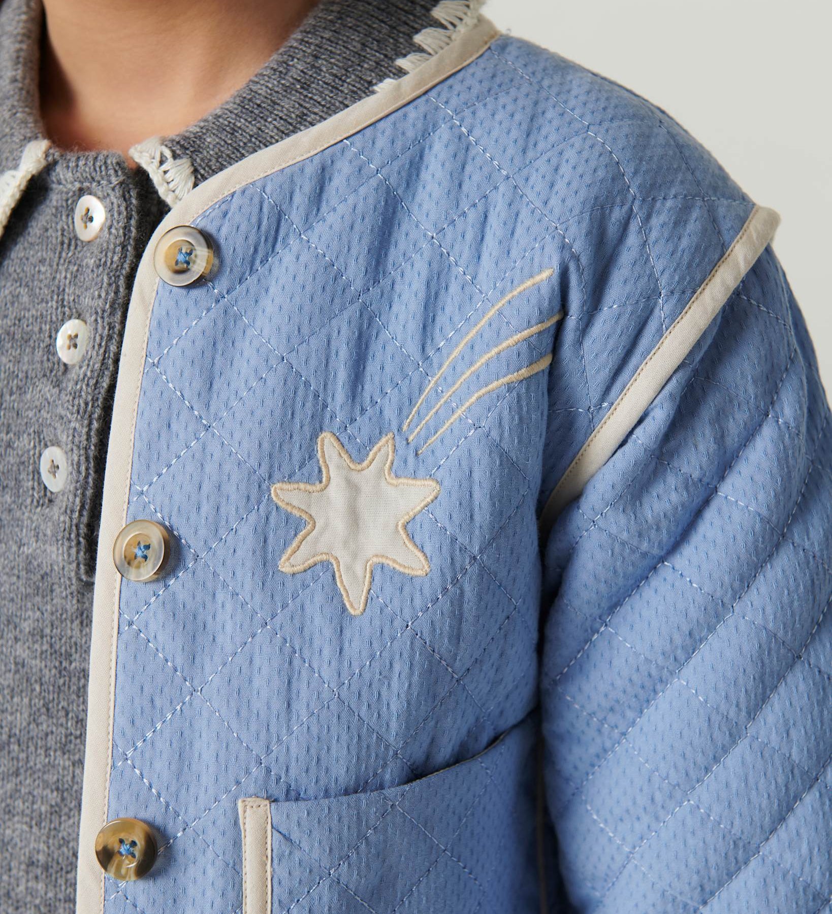 Copenhagen Colors Quilted Jacket with Star Embroidery in Endless Blue, alternate view