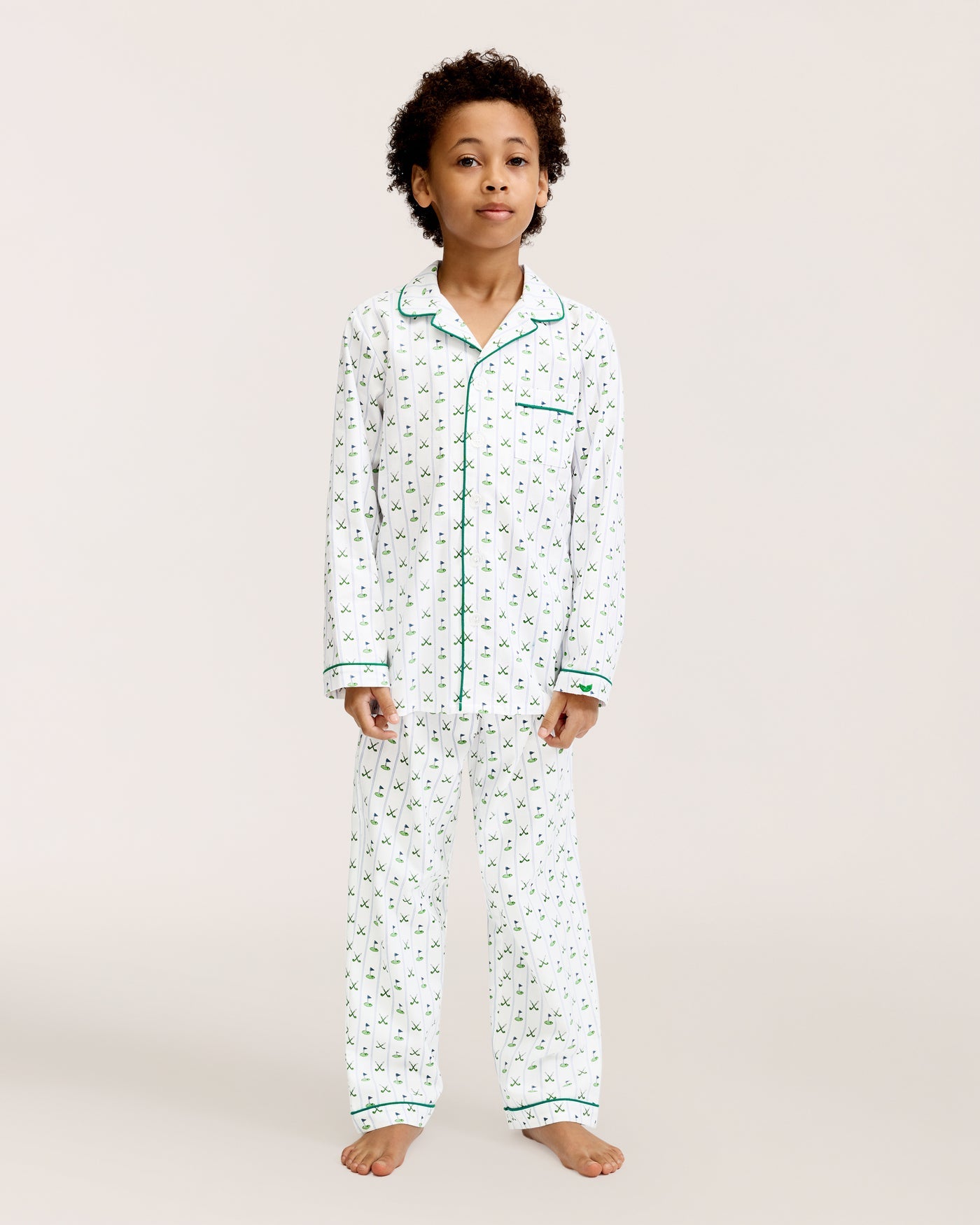 Petite Plume Childrens Classic Pajama Set in Fairway Stripe