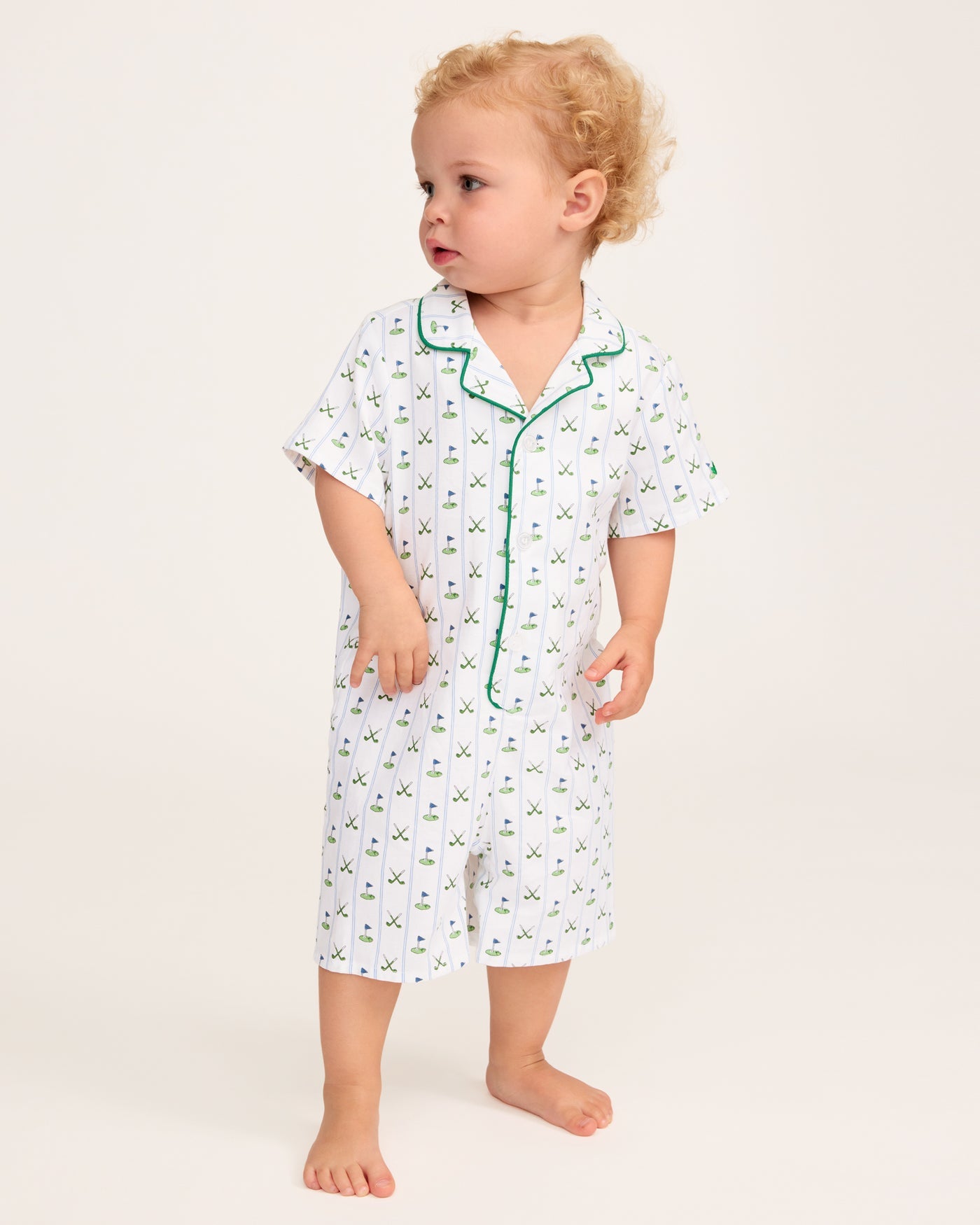 Petite Plume Infant Summer Romper in Fairway Stripe