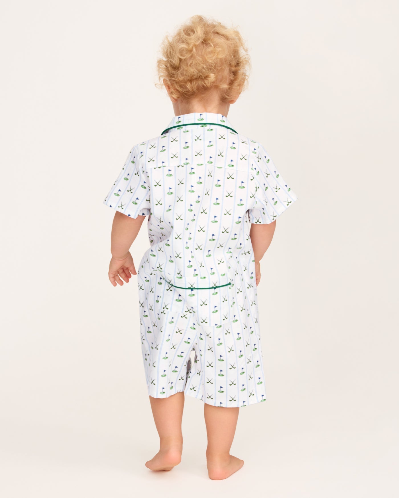 Petite Plume Infant Summer Romper in Fairway Stripe