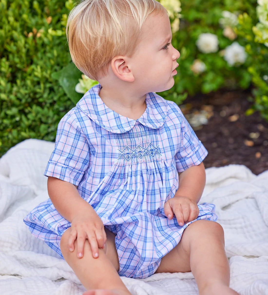 Chest Smocked Bubble - Albany Plaid