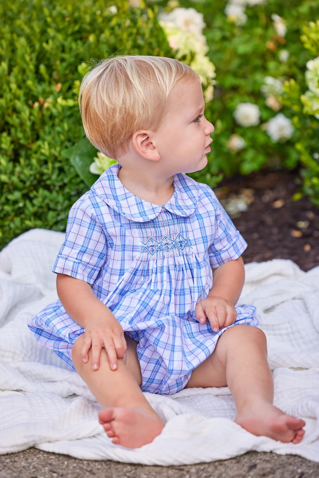 Chest Smocked Bubble - Albany Plaid