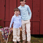 Long Sleeve Polo - Light Blue Stripe