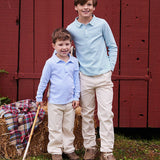 Long Sleeve Polo - Light Blue Stripe