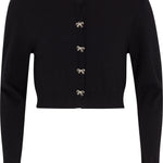 Gold Rush NYC Sylvie bow button cardigan in Black