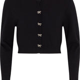Gold Rush NYC Sylvie bow button cardigan in Black