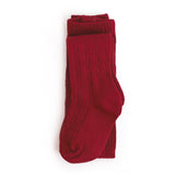 Cable Knit Tights - Crimson