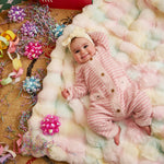 magnetic me pink stripe chenille sweater romper front