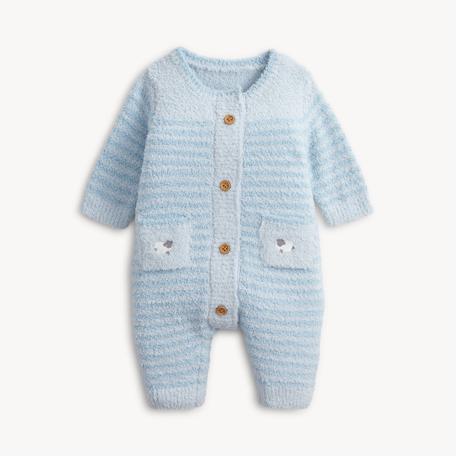 magnetic me blue stripe chenille sweater romper