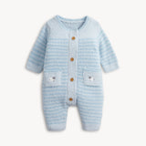 magnetic me blue stripe chenille sweater romper