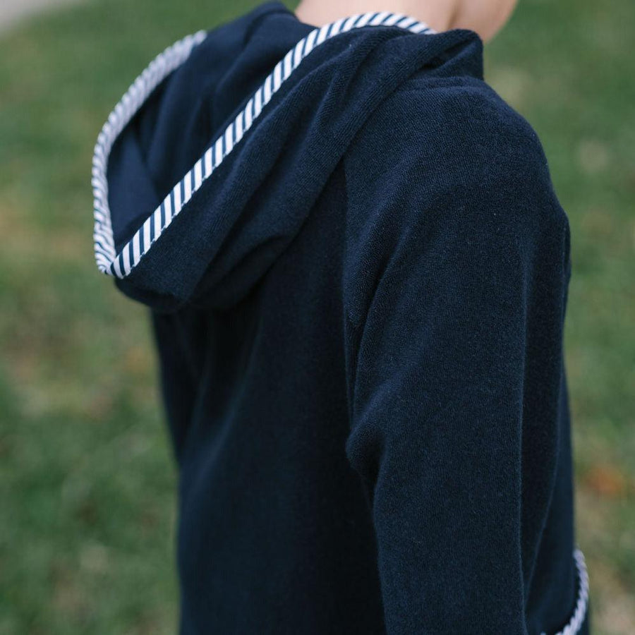 Unisex Navy French Terry Hooded Coverup