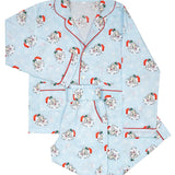 Vintage Santa Blue Button Down Pajama Set