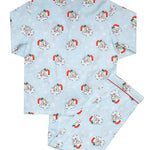 Vintage Santa Blue Button Down Pajama Set