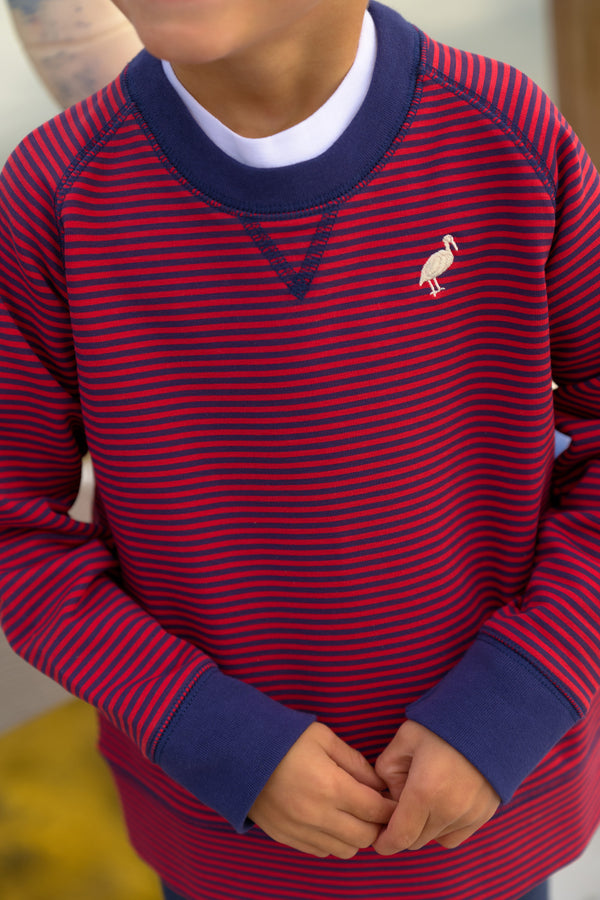 Cassidy Comfy Crewneck Boys FT -  Richmond Red/ Nantucket Navy Stripe