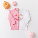 Isabelle's Intarsia Sweater - Sandpearl Pink with Pumpkin Face