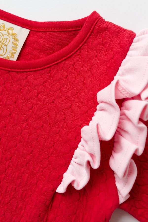 Leigh Ann Angel Sleeve Romper - Richmond Red/Palm Beach Pink