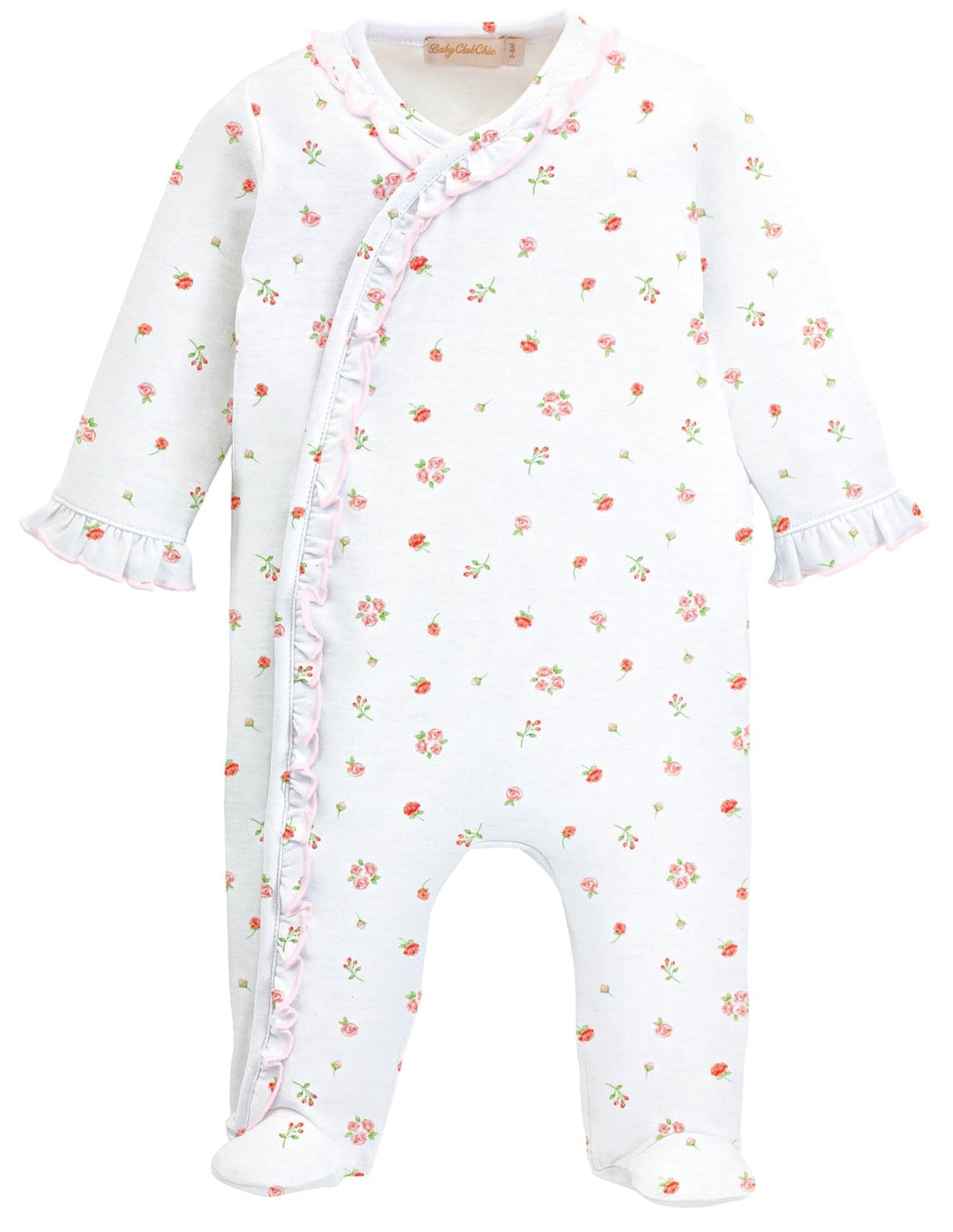 Tiny Rosebud Footie With Ruffles